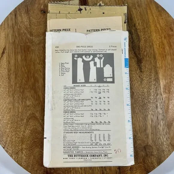 Vintage 1960s Butterick Pattern 4581 Mod Dress A-line Collar Women’s Size 14 - Picture 2 of 2